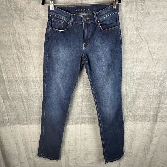 Mott & Bow Denim - Mott & Bow Jeans Womens 28x32 Blue Boyfriend Dark Wash Fading Mid Rise Pockets